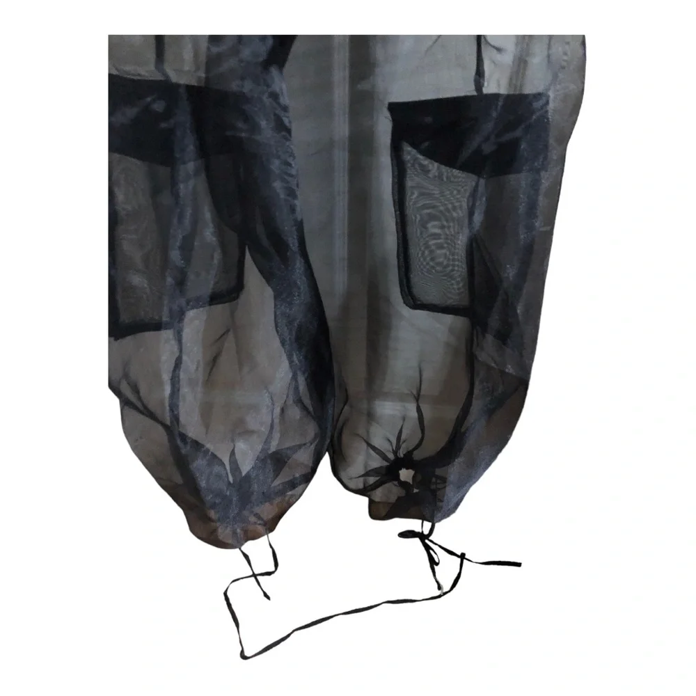 Sheer Black Cargo Harem Pants - Picture 8 of 16